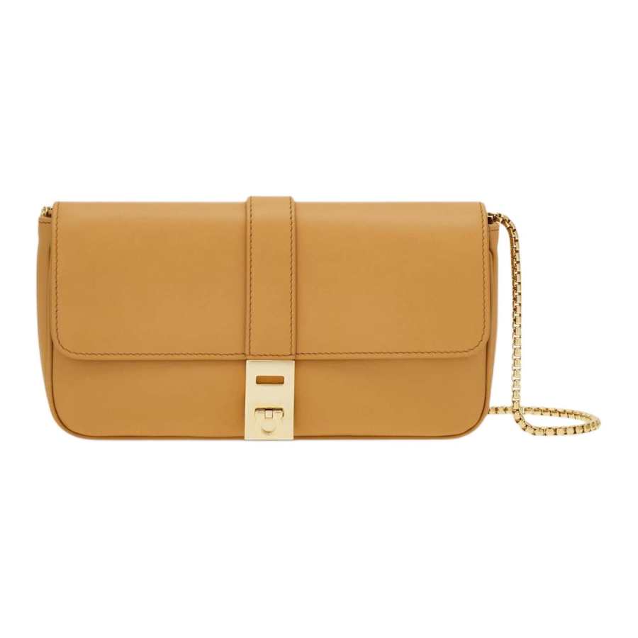 FERRAGAMO Smooth Calfskin Crossbody Bag, Shoulder Bag Women's Light Camel