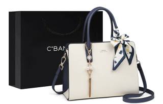 C°BANNER Cow Split Leather, Synthetic Leather Handbag Large Women's Ecru
