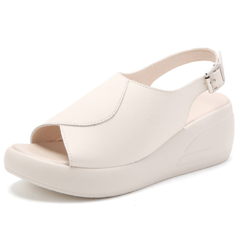 Reivantix Reivanti Microfiber Leather One Strap Sandals 6CM Women's Beige