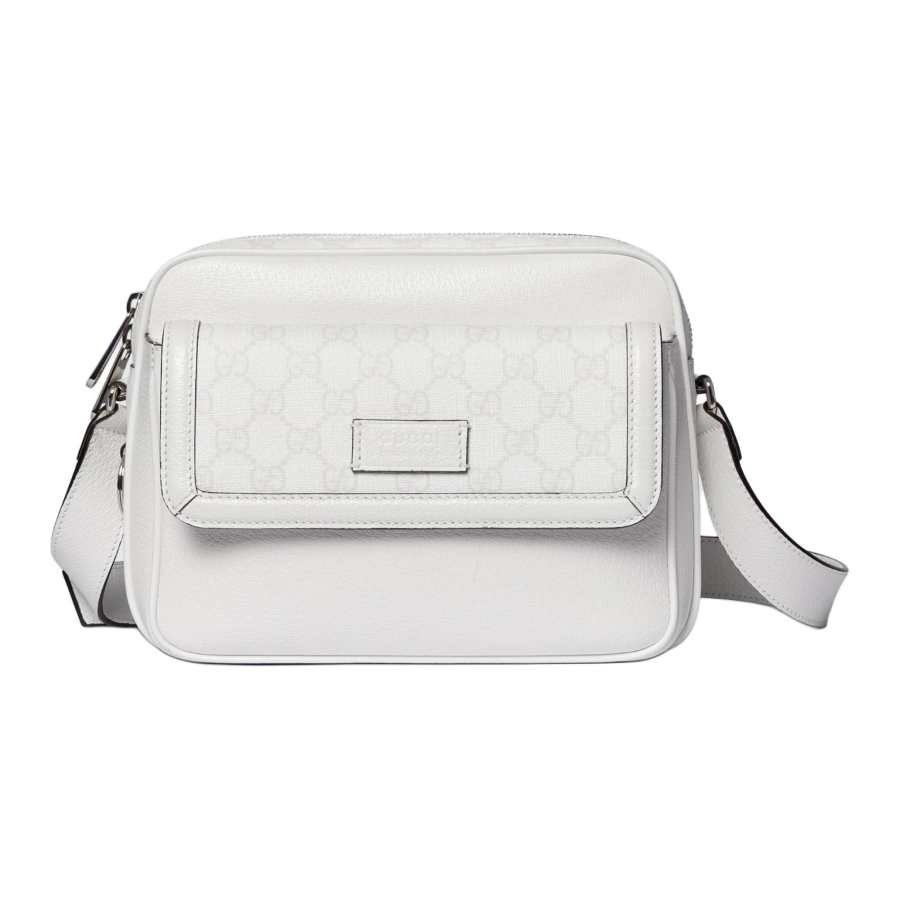 GUCCI Leather Shoulder Bag, Crossbody Bag Mini Unisex White