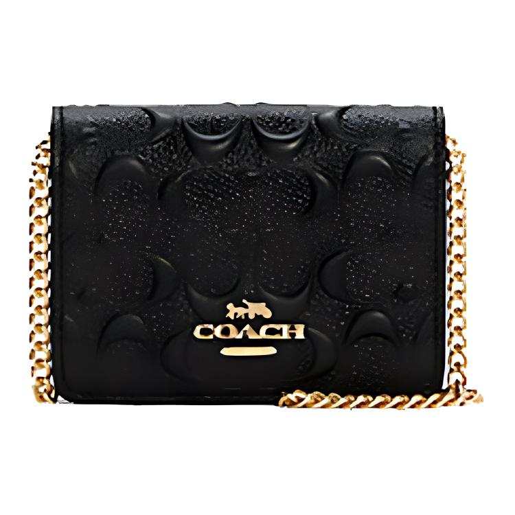COACH Cow Leather Wallet, Shoulder Bag, Crossbody Bag Mini Women's Black
