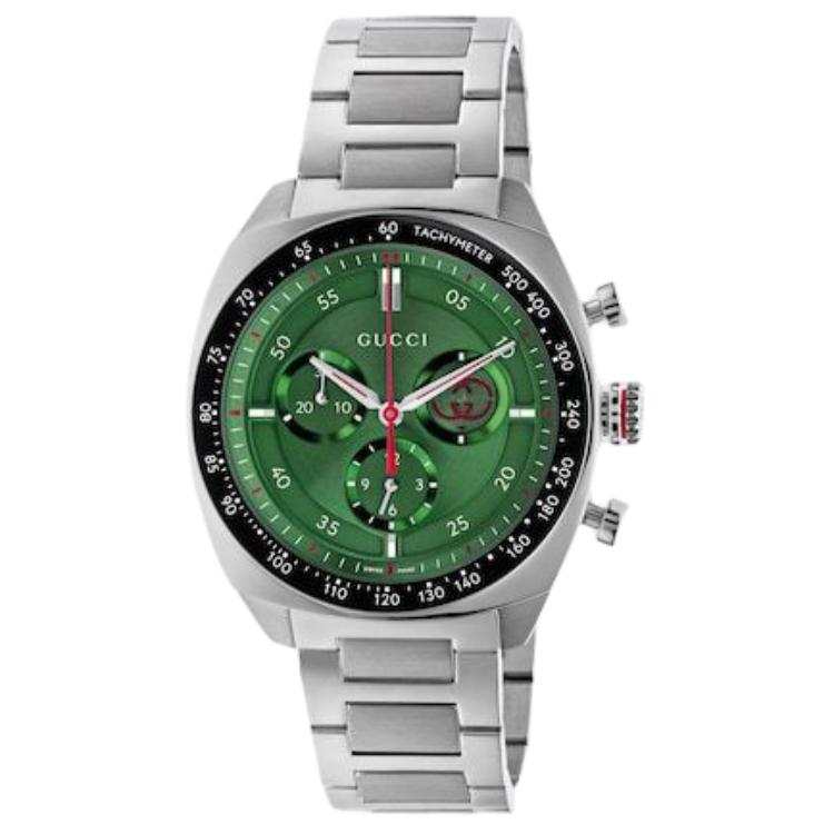 GUCCI Interlocking Wrist Watches Quartz Movement Stainless Steel Watchband 41mm Green Dial Men's Watches