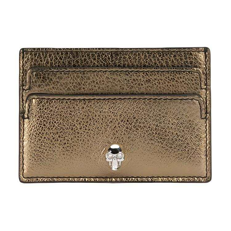 Alexander McQueen Cow Leather Card Holder Unisex Gold