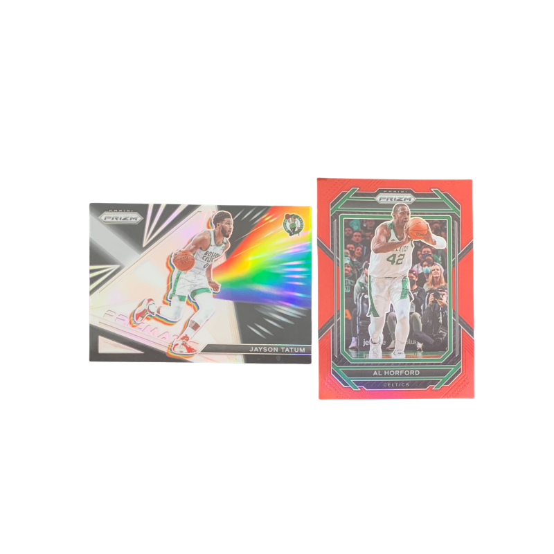 PANINI 2022 Celtics, Jason Tatum, T.J. Hoard, Red Fold 013/299, Player Cards, Card Condition Pass Sports Cards 2 Pcs
