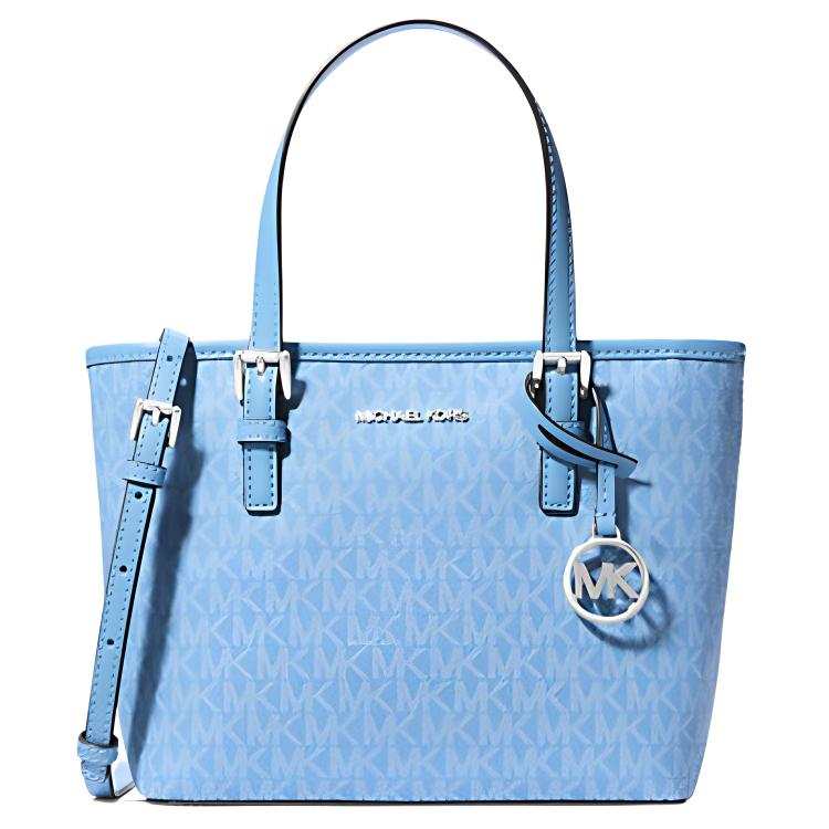 MICHAEL KORS Jet Set Travel Canvas Shoulder Bag, Crossbody Bag, Handbag Small Women's Light Blue