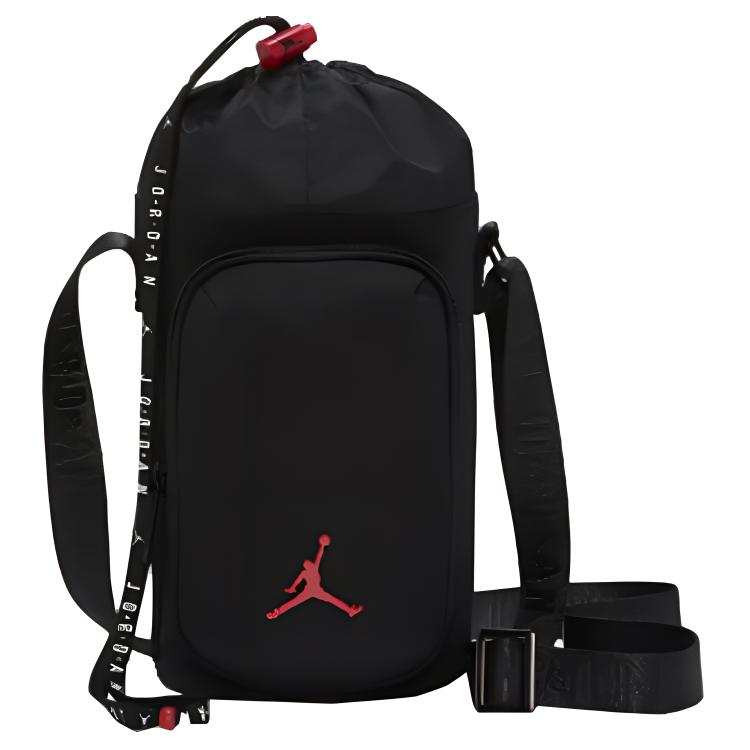 Jordan Jordan Cotton Water Bottle Bag, Cell Phone Pouch, Shoulder Bag, Crossbody Bag Regular Unisex Black Red Colorway
