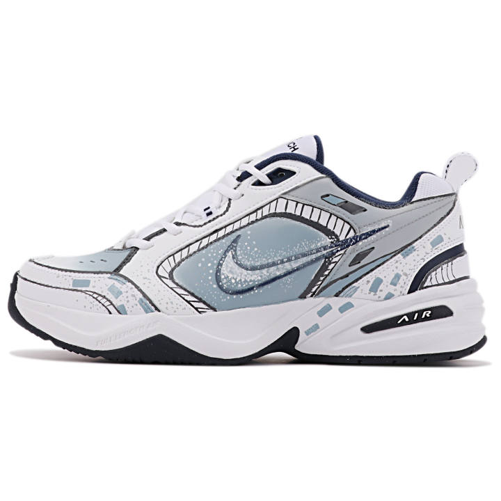 Nike Nike Air Monarch 4 Cushioning Slip Resistant Abrasion Resistant Low top Chunky Sneakers Unisex Blue White