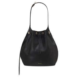 Anine Bing Cow Leather Bucket Bag, One Shoulder Handbag Women's Black