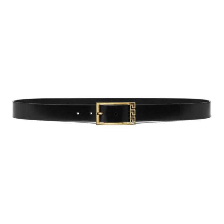 VERSACE VERSACE Metal Cow Leather Belts Men's Black Width 3cm