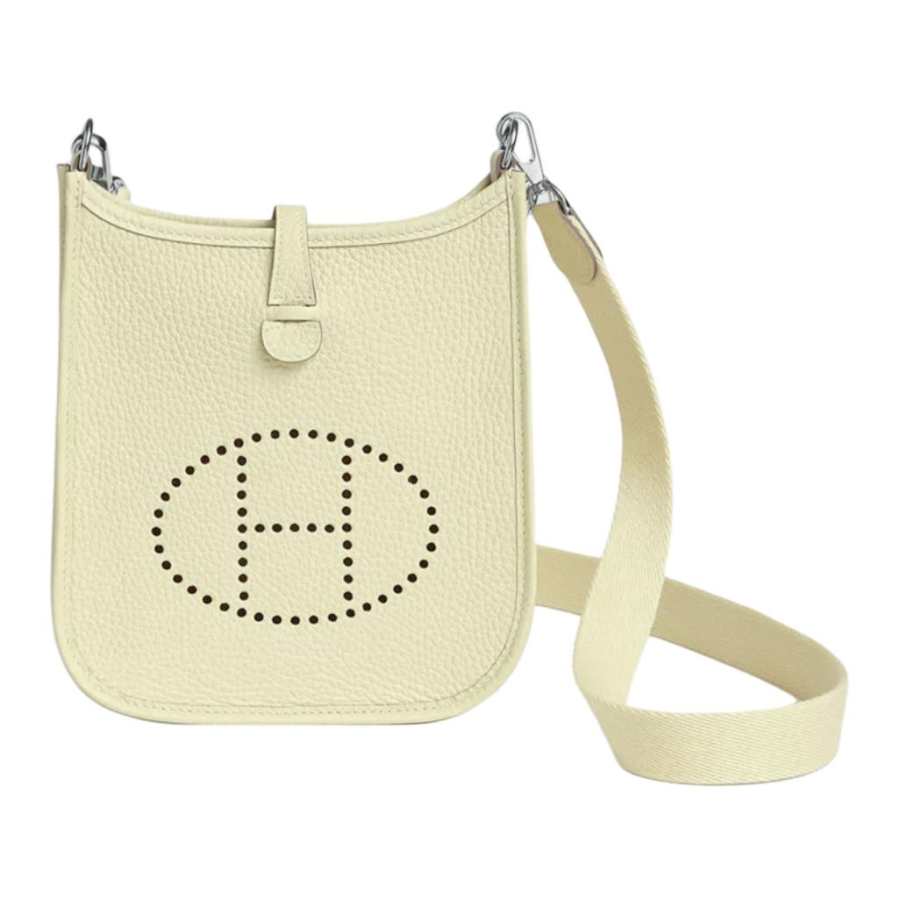 HERMES Evelyne Clemence Calfskin Crossbody Bag, Shoulder Bag 16 Women's I8 Jaune Milton Yellow
