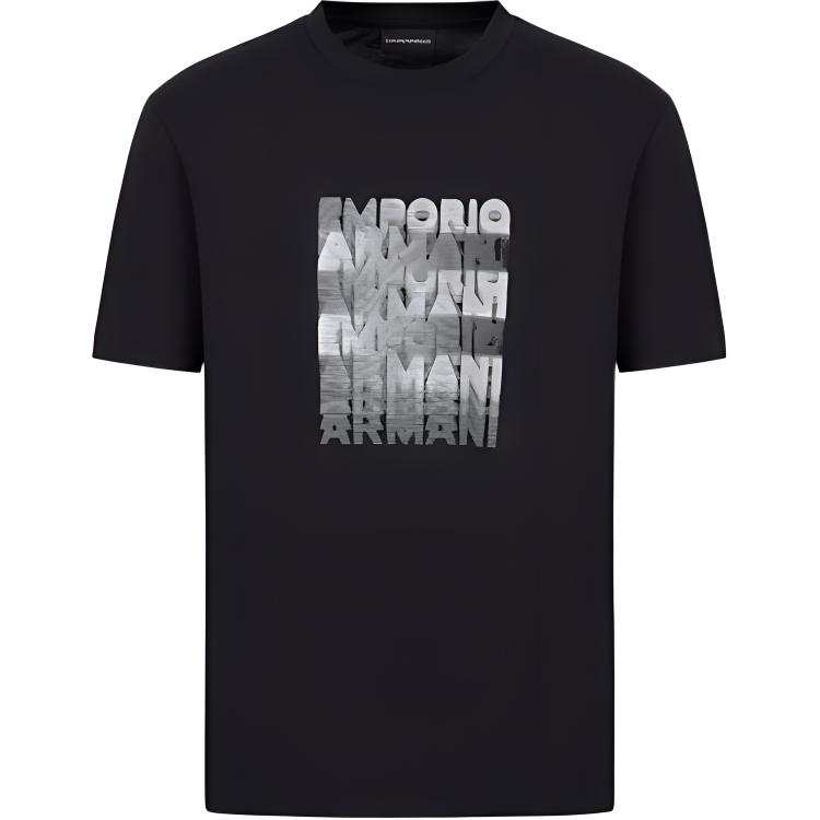 EMPORIO ARMANI T Shirts Men's Navy Blue Crew Neck Moderate Straight Fit