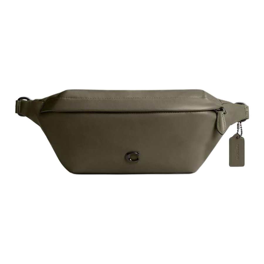 COACH Paperweight Leather Fanny Pack Large Women's Army Green