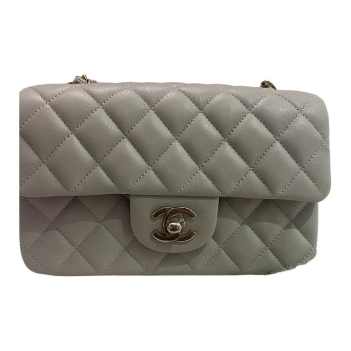 CHANEL CHANEL Classic Flap CF Lambskin Shoulder Bag, Crossbody Bag Mini Women's Light Gray