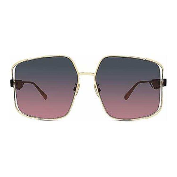 DIOR DIOR Metal Irregular Shape Sunglasses Women's Gold