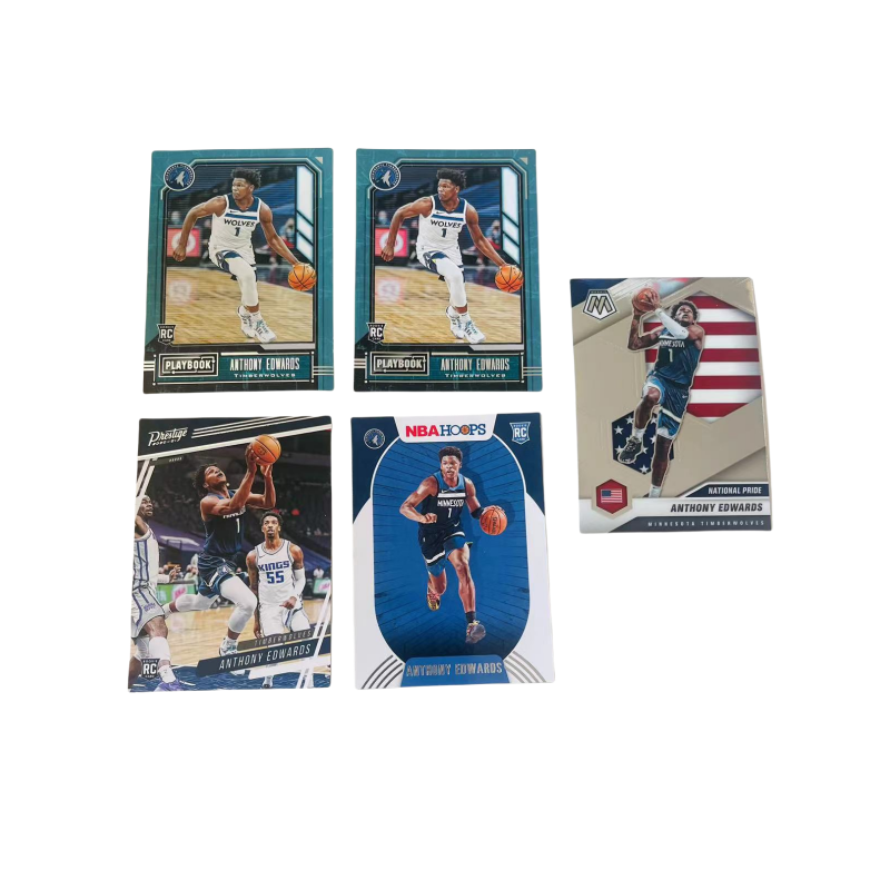 PANINI 20 21 Timberwolves, Edwards, Rising Stars 5 Pcs Combination Superstar Cards, Card Condition Pass Sports Cards