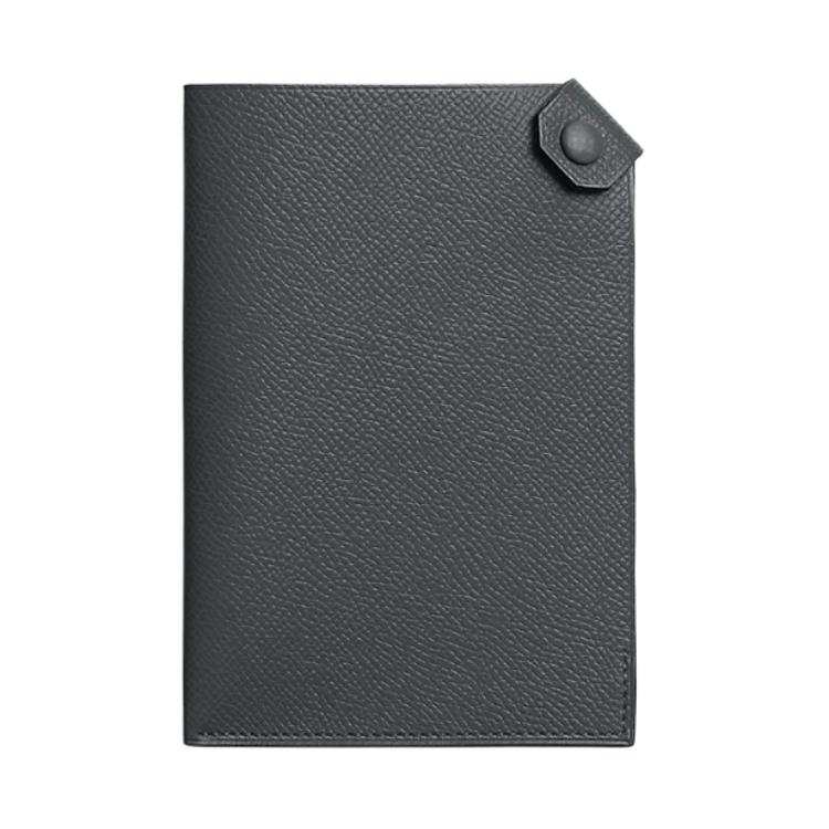 HERMES Tarmac Epsom Leather Passport Holder Small Men's H0 Gris Misty Gray