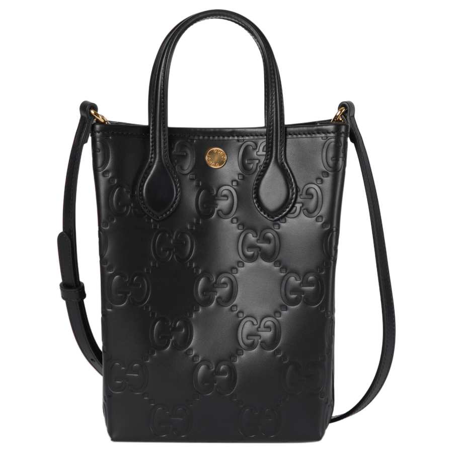 GUCCI Leather One Shoulder Handbag Mini Women's Black