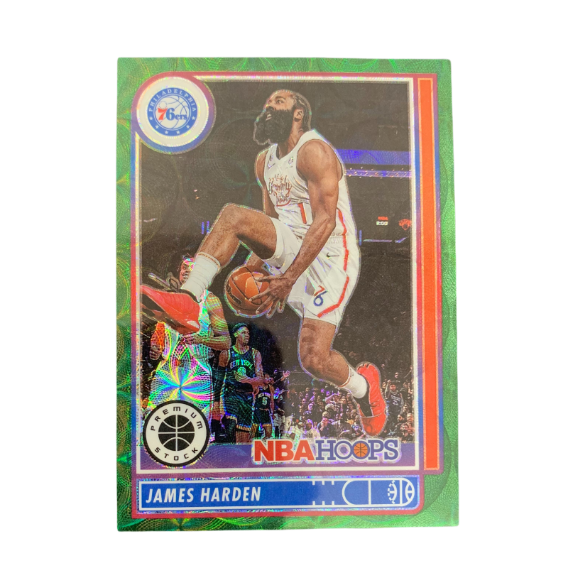 PANINI 2022 23 Hoops Green Circle Fold, James, Harden 76ers 09/18 Player Card, Card Condition Pass Sports Cards 1 Pc