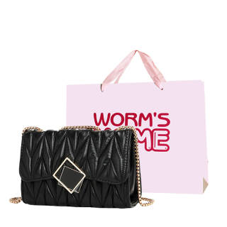 Worm's Home Pu Small Square Bag, Shoulder Bag, Crossbody Bag Women's Black/White