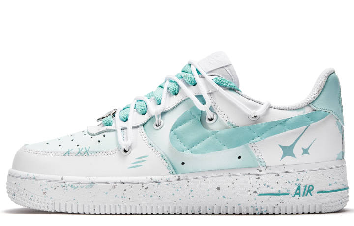 Nike Nike Air Force 1 Da Vinci Custom, Spring Mint Slip Resistant Quick Dry Abrasion Resistant Balance Low top