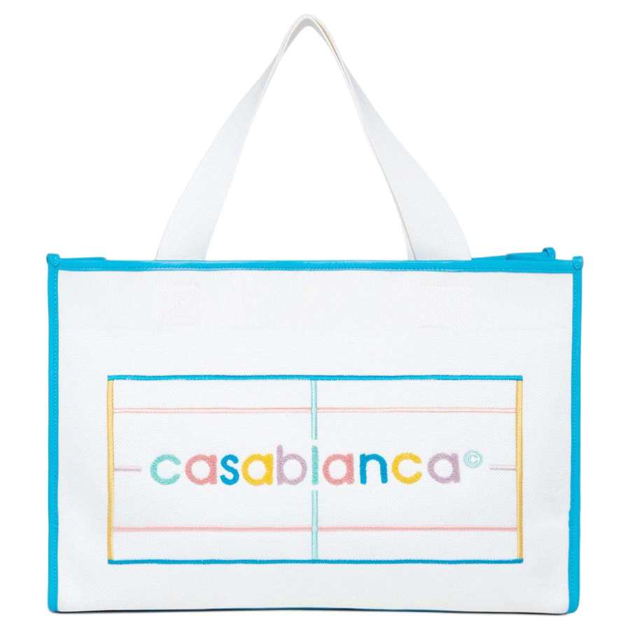 CASABLANCA Polyester Tote Bag, Shopping Bag, Handbag Large Women's White