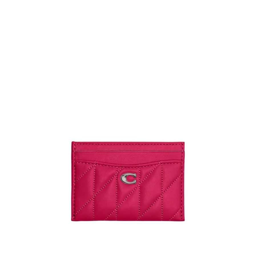 COACH Card Case Leather Card Holder Women's Dragon Fruit