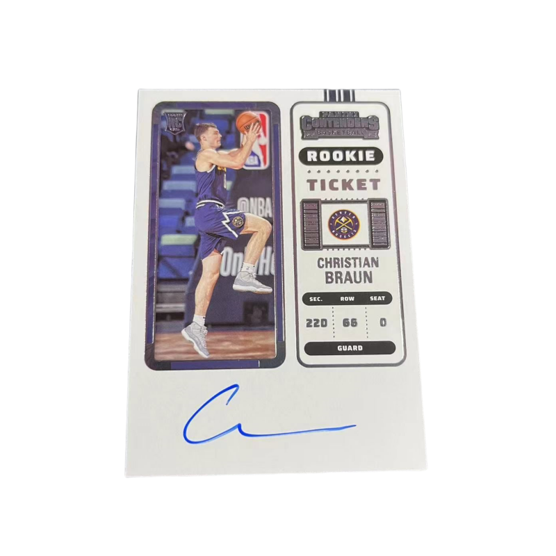 PANINI Braun 22 23 Nuggets, Ball Game Ticket, Rising Stars, Card Sign, Signature Star Card, Card Product Access
