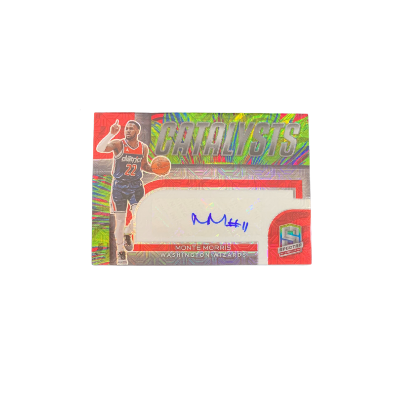 PANINI Monte Morris 2022 23 Wizards, Spectrum Mojo Fold 16/25, Signature Player Cards, Card Condition Pass Sports Cards