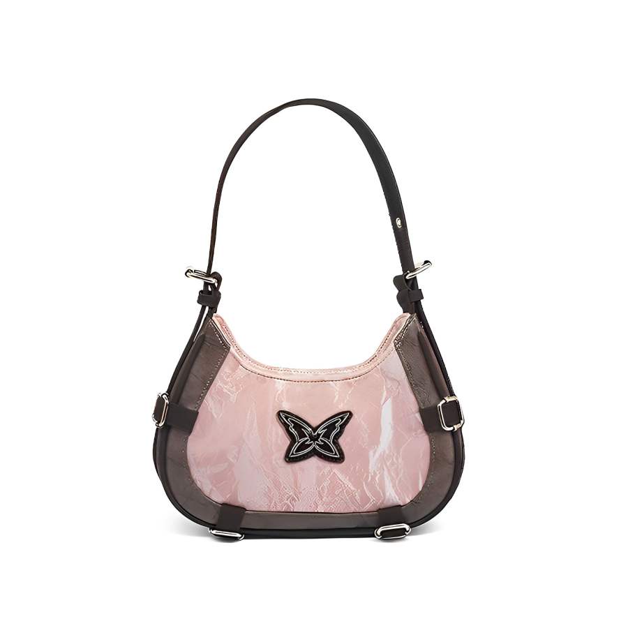 MINLUBAOLUO Pu Shoulder Bag Women's Pink/Silver/Black/Ecru