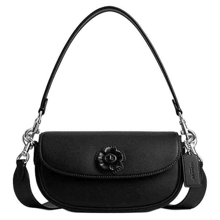 COACH Cow Leather Saddle Bag, Portable Crossbody Bag, Shoulder Bag Medium Women's Black