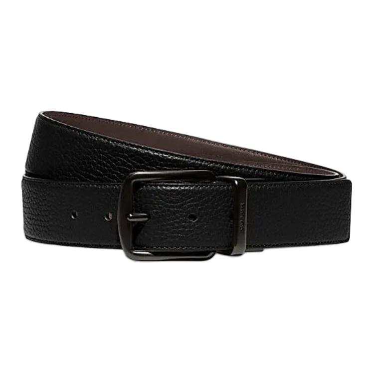 COACH COACH Cow Leather Belts Men's Black Width 3.8cm