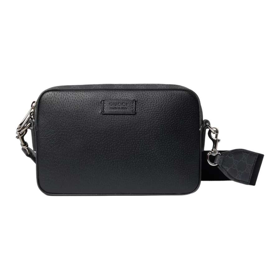 GUCCI Leather Shoulder Bag, Crossbody Bag Small Men's Black