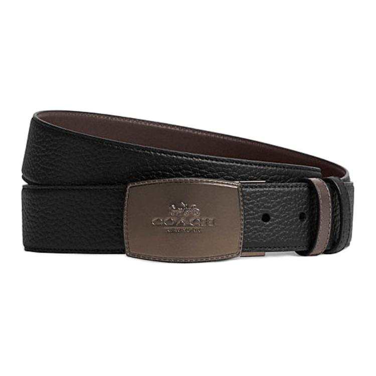 COACH COACH Cow Leather Belts Men's Black/Maple Brown Width 3.6cm