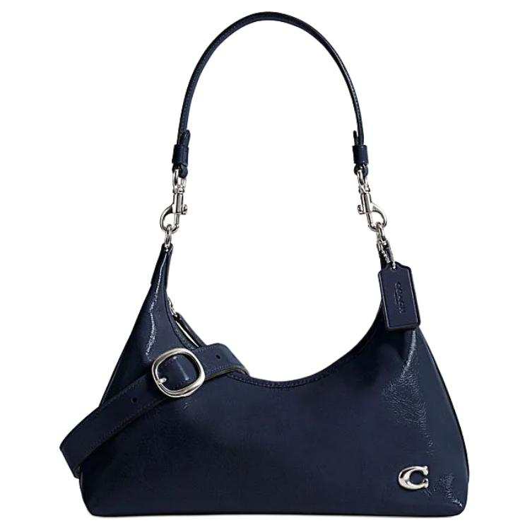 COACH Juliet Cow Leather Portable Crossbody Bag, Shoulder Bag Unisex Dark Blue