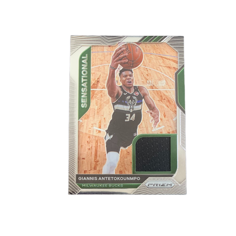 PANINI 2020 21 Prizm Jersey, Letter Bro, Antetokounmpo, Bucks, Game Worn Jersey, Superstar Card, Card Collection Pass