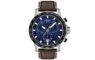TISSOT Daring Collection Quartz Movement Men's Watches Watch 45.5mm Blue Dial Stainless Steel Case Leather Strap