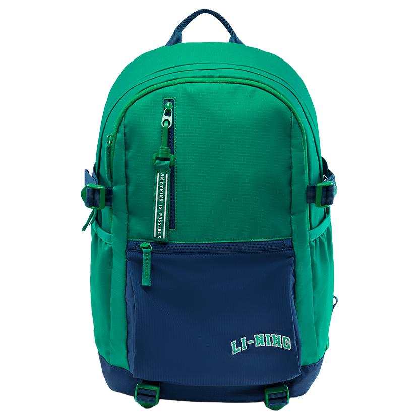 Li-Ning Li Ning Polyester Backpack Unisex Cadmium Green & Dark Simple Blue