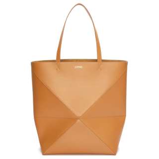LOEWE Shiny Calfskin Tote Bag, Shopping Bag, Handbag Extra Large Men's Warm Desert