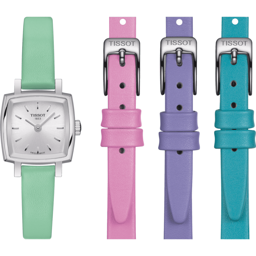 TISSOT LOVELY SUMMER SET Quartz Movement Women's Watch 20mm Silver Dial Stainless Steel Case Leather Strap