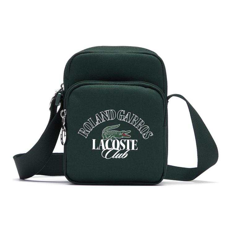 LACOSTE Fabric Camera Bag, Shoulder Bag, Crossbody Bag Regular Men's Dark Green