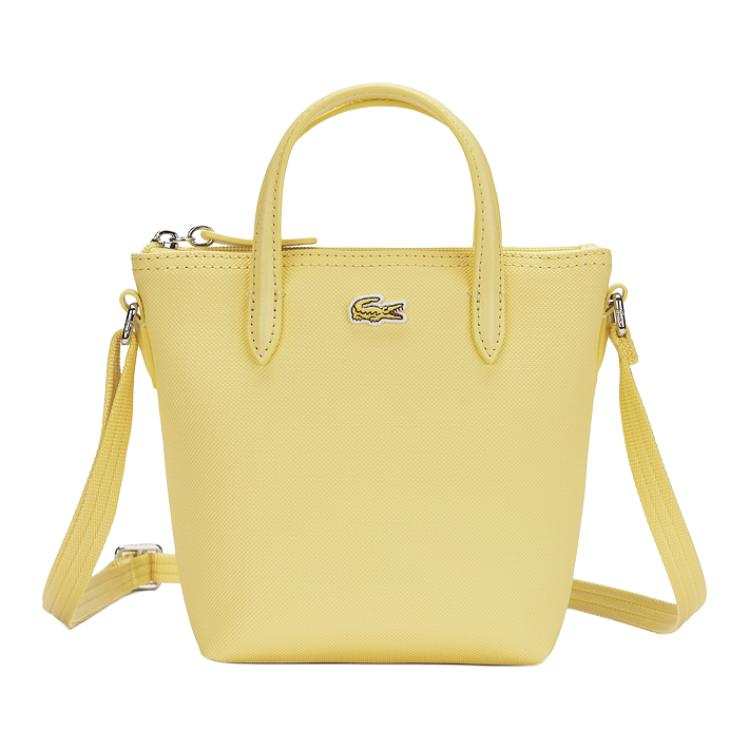 LACOSTE PVC Shoulder Bag, Crossbody Bag, Handbag Small Women's Light Yellow