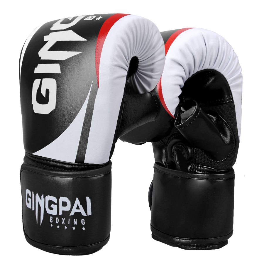 JINGPAI Boxing Gloves Abrasion Resistant PU Leather Unisex Adults One Size 10oz Black White Green Orange Red Blue