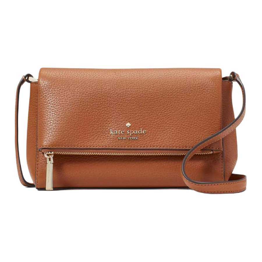 Kate Spade Leila Litchi Grain Leather Shoulder Bag, Crossbody Bag Mini Women's Gingerbread