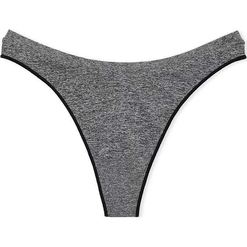 Victoria's Secret PINK SEAMLESS HIGH LEG THONG PANTY/Pure Black Marl Underpants Women's 1 Pack Marlstone