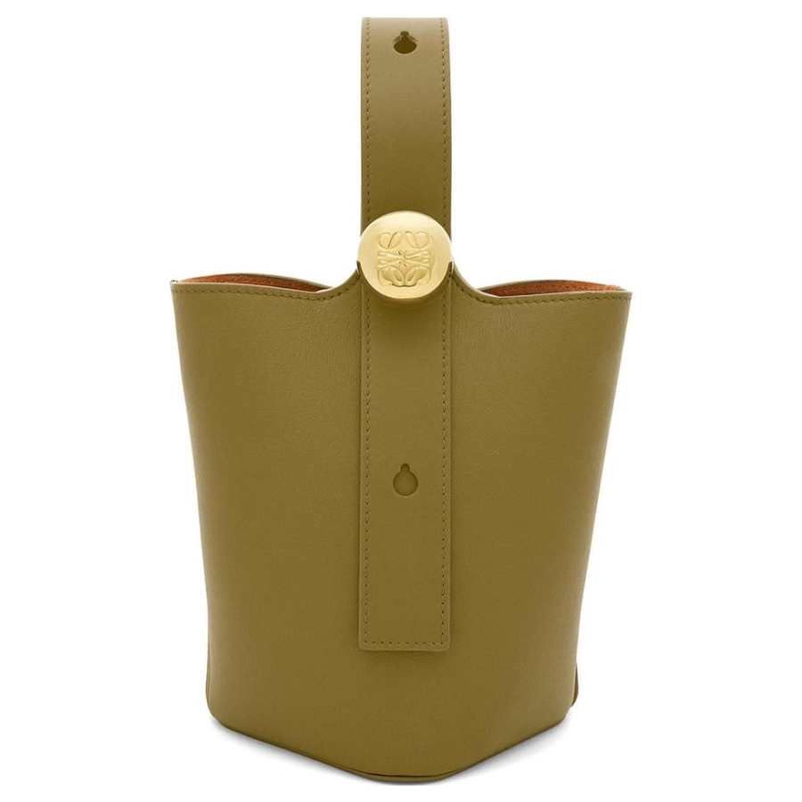 LOEWE Soft Cow Leather Bucket Bag, Shoulder Bag, Crossbody Bag, Handbag Mini Women's Khaki Green
