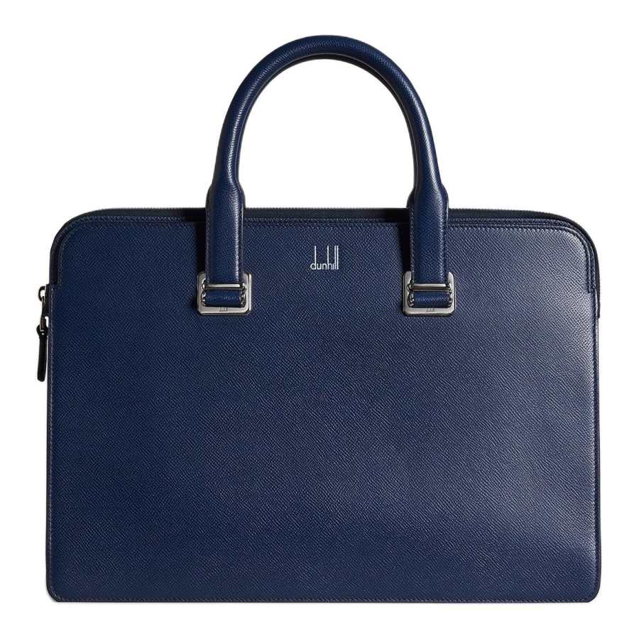 Dunhill Cow Leather Portable Briefcase Men's Marine Blue