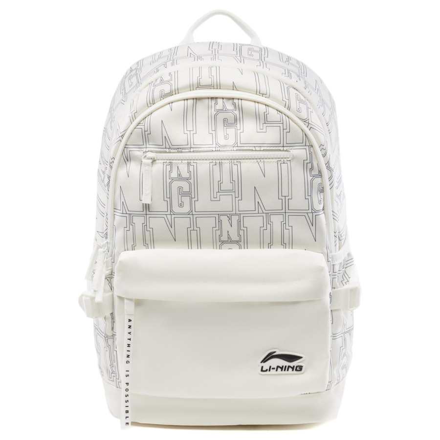 Li-Ning Li Ning Sports Life Collection Polyester Students Backpack Unisex Ivory All Over Print