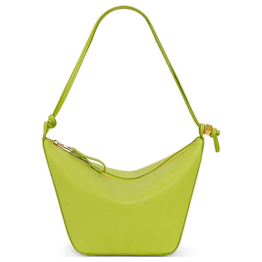 LOEWE Hammock Hobo Cow Leather Hobo Bag, Portable Crossbody Bag, Shoulder Bag Women's Grass Green