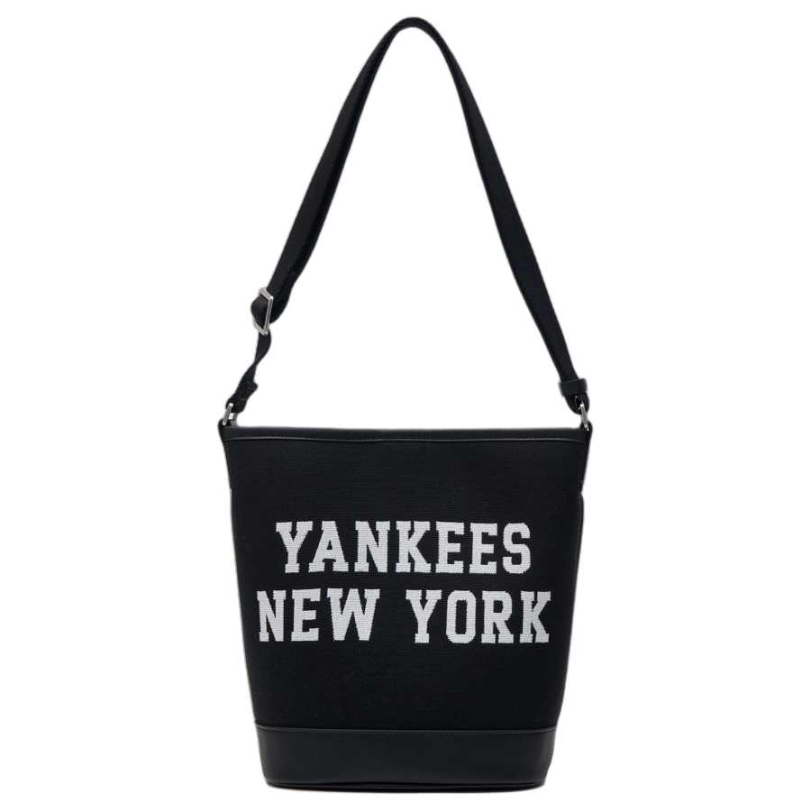 MLB Cotton With Polyester Bucket Bag, Shoulder Bag, Crossbody Bag, Handbag Regular Unisex Black