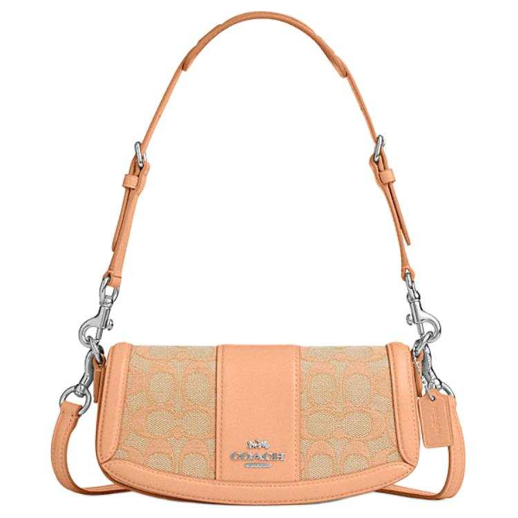 COACH Cow Leather With Textile Shoulder Bag Small Unisex SV/Faded Rouge Pink